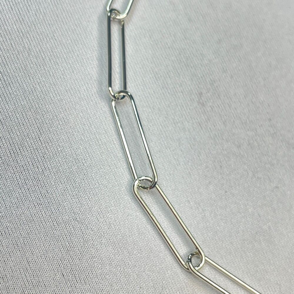 ~ Marlyn Schiff Pave Link Necklace 16-18" Silvertone / Cubic Zirconia - Picture 11 of 15